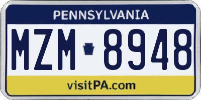 PA license plate MZM8948