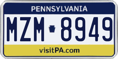 PA license plate MZM8949