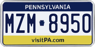 PA license plate MZM8950