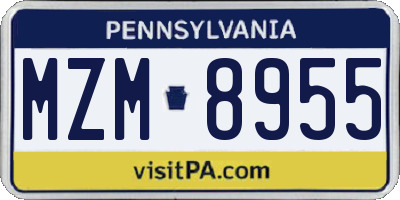 PA license plate MZM8955