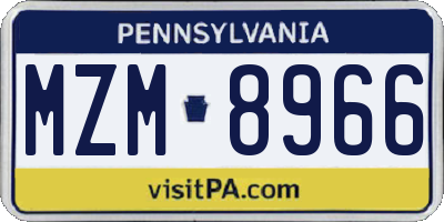 PA license plate MZM8966