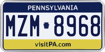 PA license plate MZM8968