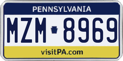 PA license plate MZM8969