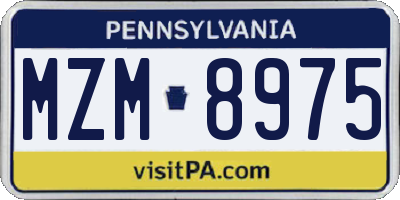 PA license plate MZM8975