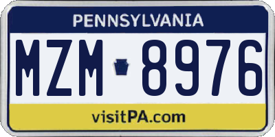 PA license plate MZM8976