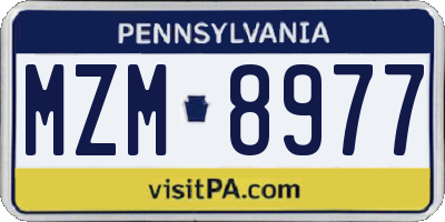 PA license plate MZM8977