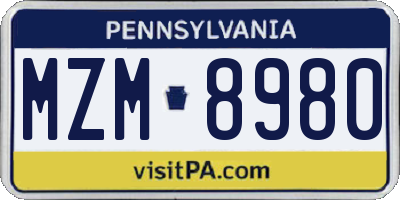 PA license plate MZM8980