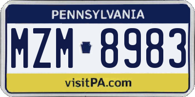PA license plate MZM8983