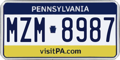 PA license plate MZM8987