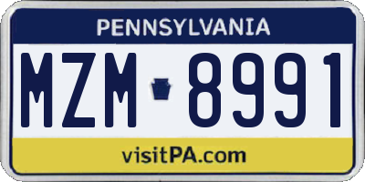PA license plate MZM8991