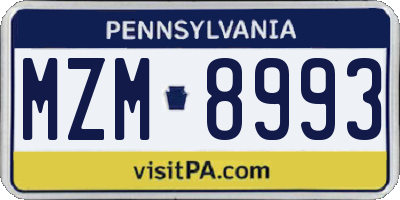 PA license plate MZM8993
