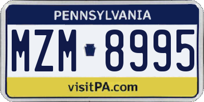 PA license plate MZM8995