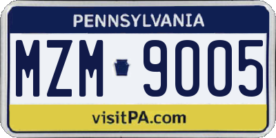PA license plate MZM9005