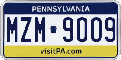 PA license plate MZM9009