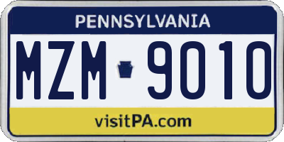 PA license plate MZM9010