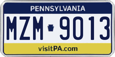 PA license plate MZM9013