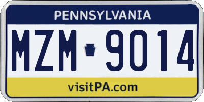 PA license plate MZM9014