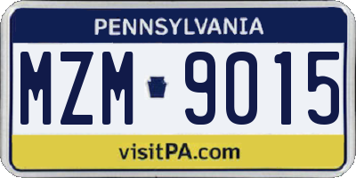 PA license plate MZM9015