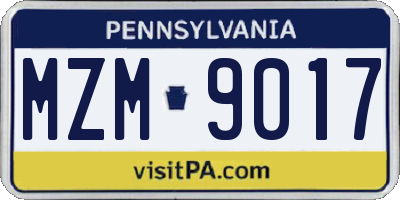 PA license plate MZM9017