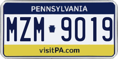 PA license plate MZM9019