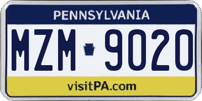 PA license plate MZM9020