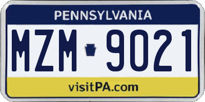 PA license plate MZM9021