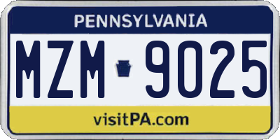 PA license plate MZM9025