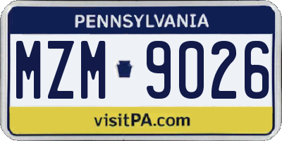 PA license plate MZM9026