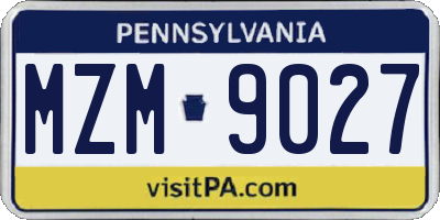 PA license plate MZM9027