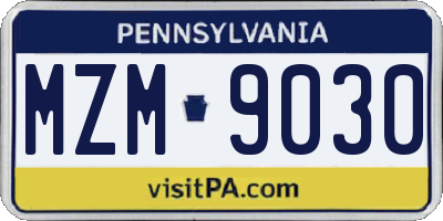 PA license plate MZM9030