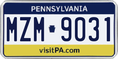 PA license plate MZM9031