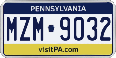 PA license plate MZM9032