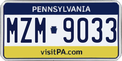 PA license plate MZM9033