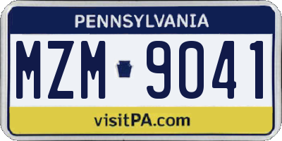 PA license plate MZM9041