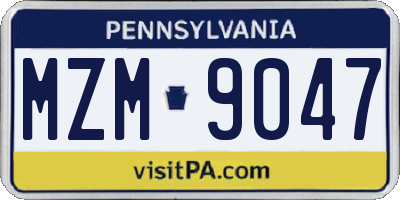 PA license plate MZM9047