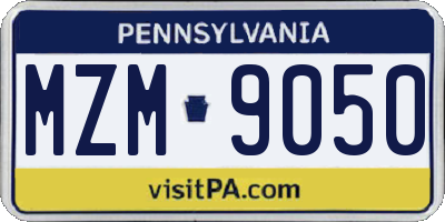 PA license plate MZM9050