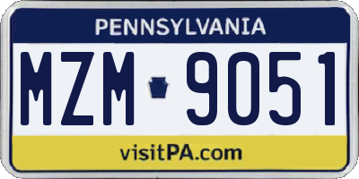 PA license plate MZM9051