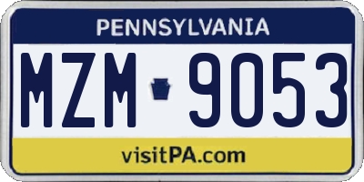 PA license plate MZM9053