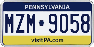 PA license plate MZM9058