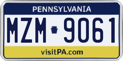 PA license plate MZM9061