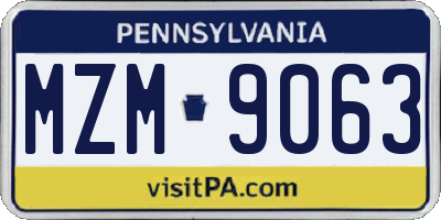 PA license plate MZM9063