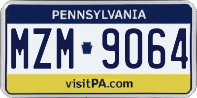 PA license plate MZM9064