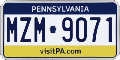 PA license plate MZM9071