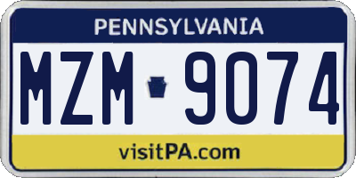 PA license plate MZM9074