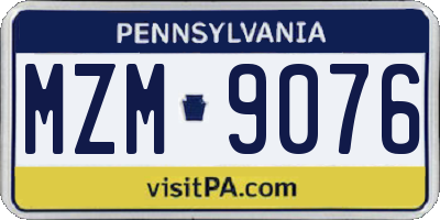 PA license plate MZM9076