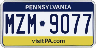 PA license plate MZM9077