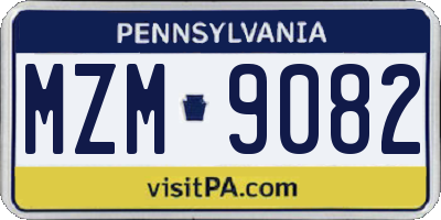 PA license plate MZM9082