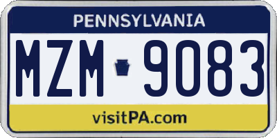 PA license plate MZM9083