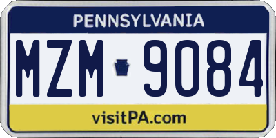 PA license plate MZM9084