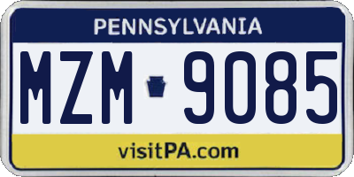 PA license plate MZM9085